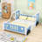 Car-Shaped Platform Bed With Decorative Wheels-80723392-80723394