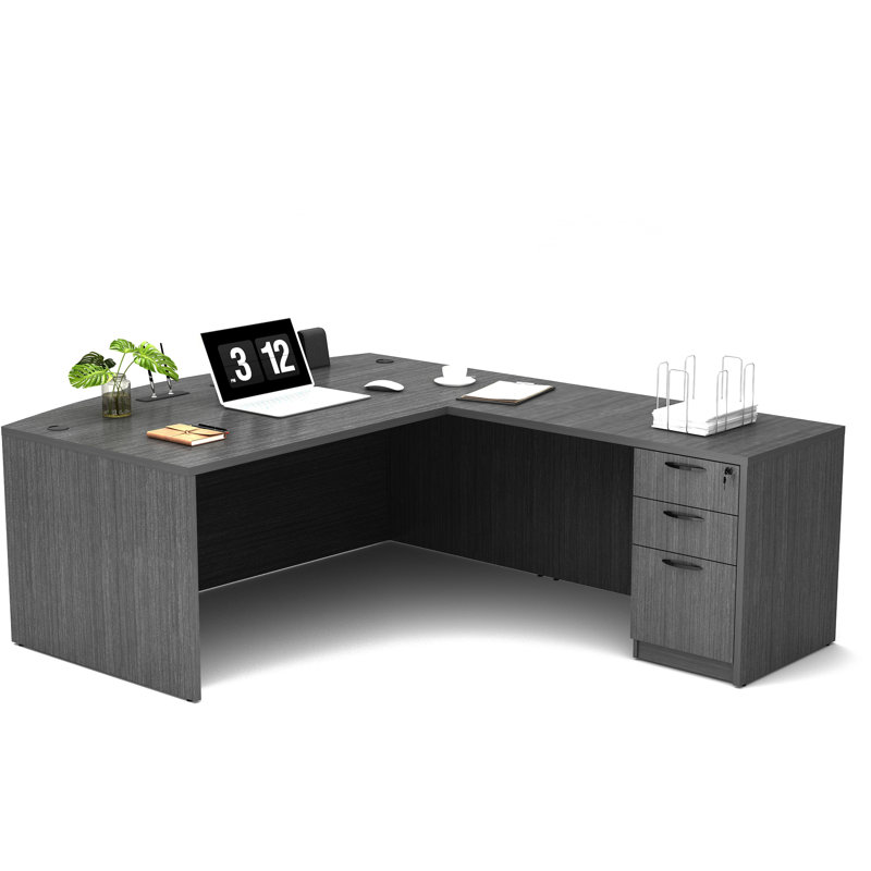 L-Shaped Executive Desk, Gray