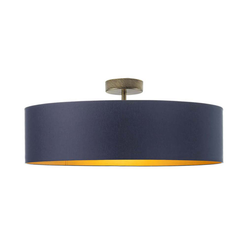 Sundquist Fabric Semi Flush Mount, Gold, Dark Grey