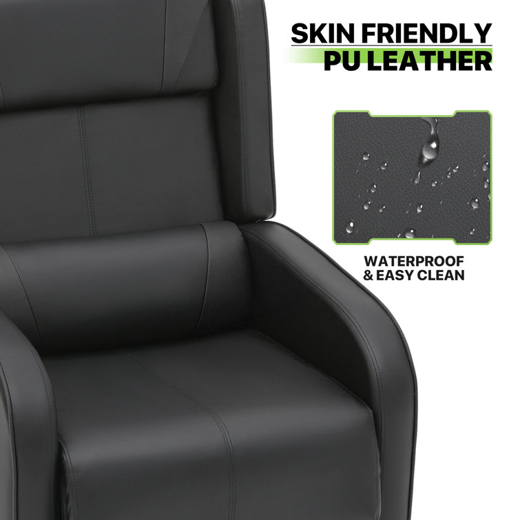 Massage Gaming Recliner Chair, Lumbar Support PU Leather Reclining Gaming Chair Sofa with Footrest Latitude Run Leather Type: Carbon Faux Leather