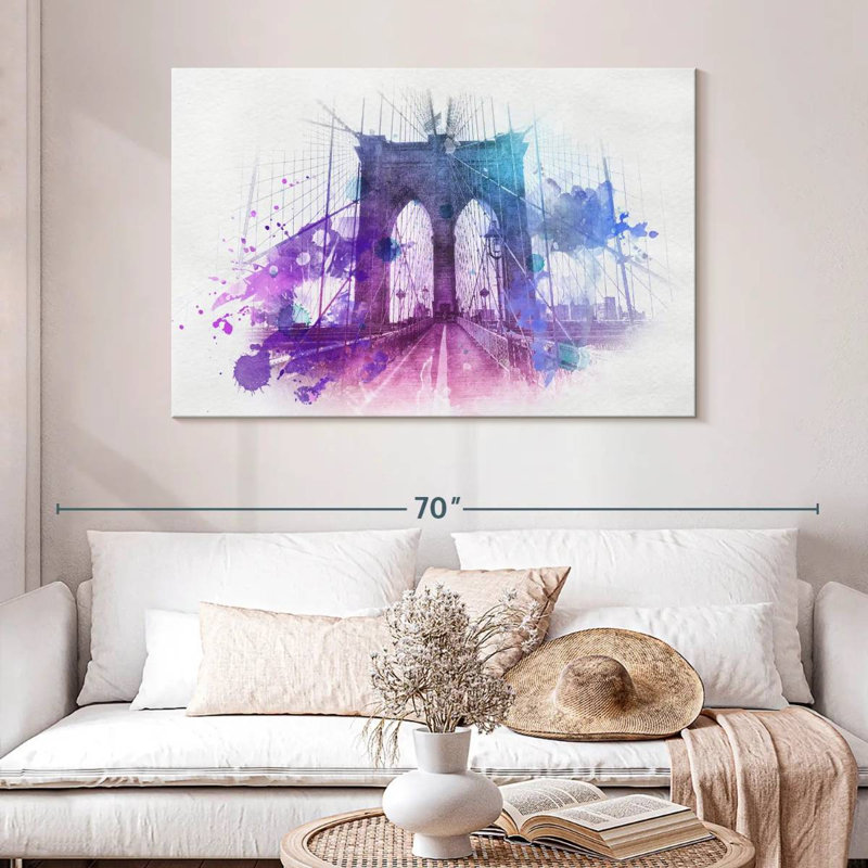 Lilie abstrait pont de Brooklyn, H 32 po x l 48 po