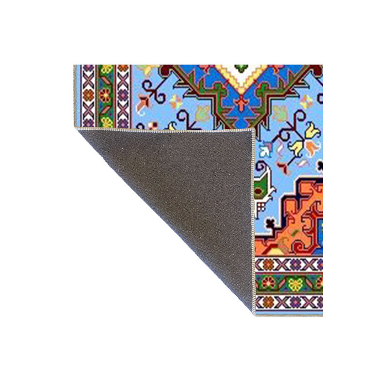 Blue Orange Traditional Motif Vintage Decorative Washable Rug, Square 3'3" 