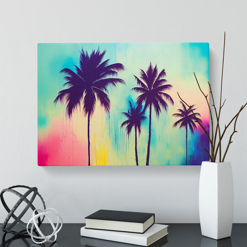 Painted Palm Trees Vol.4 - Wrapped Canvas, 50cm H x 76cm W x 3cm D