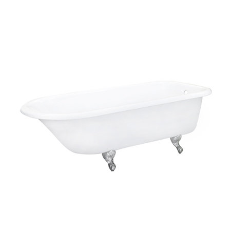 66" x 30" Clawfoot Soaking Bathtub, Brushed Nickel