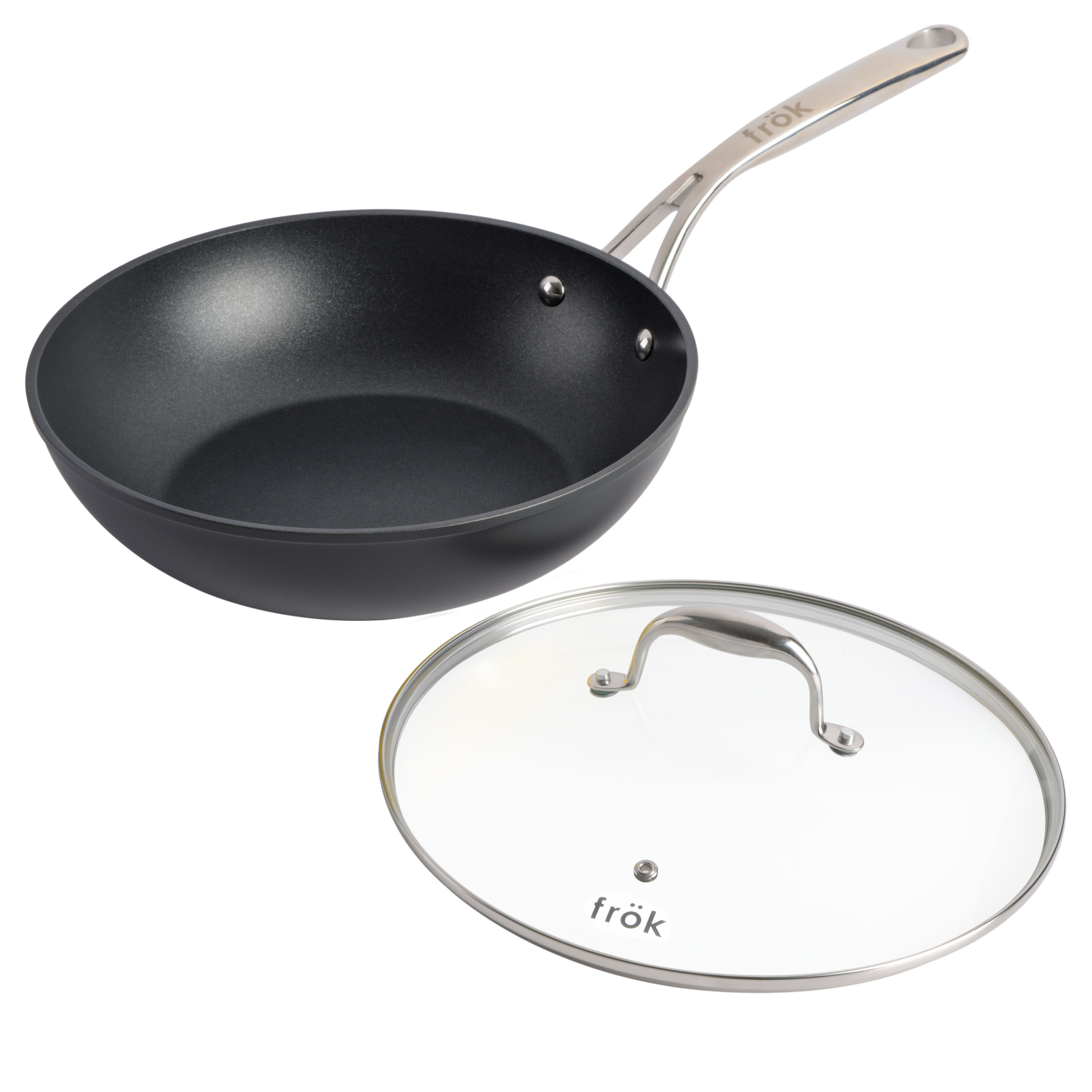 Frök Non-Stick Fry Pan Meets Wok With Lid, 11-Inch, Black & Silver | Wayfair