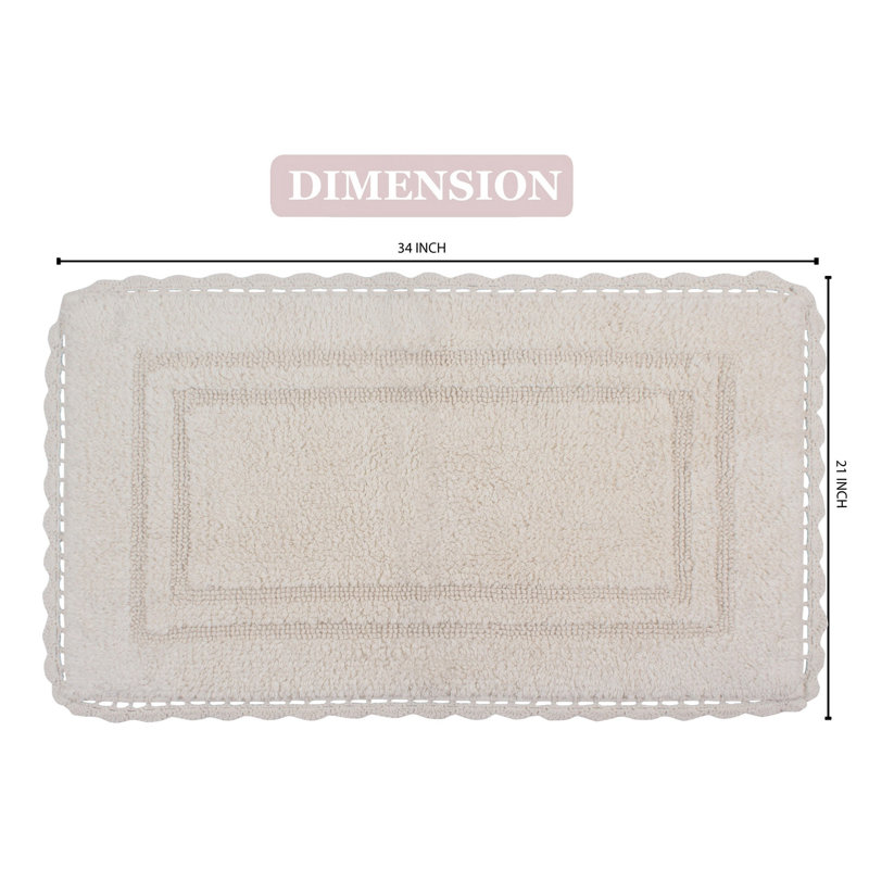 Tapis de bain réversible décontracté 100% coton Casual Elegance Bathmat, Ivoire, l 21 po x L 34 po