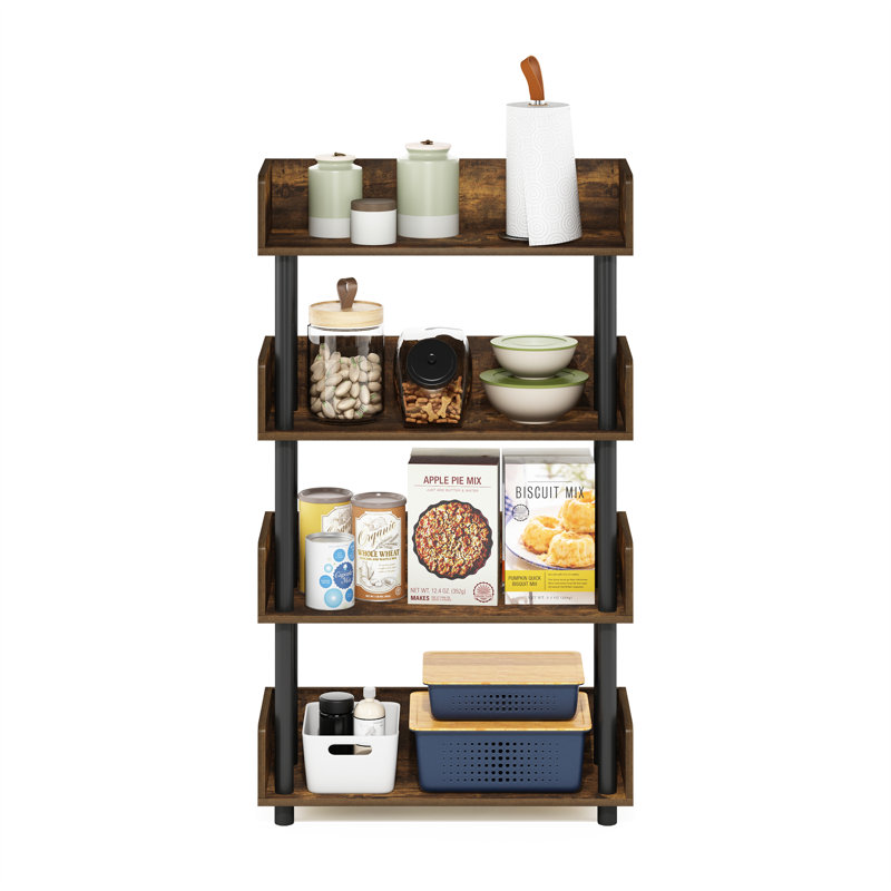 Kishor Plastic Shelving Unit, Amber Pine/Black