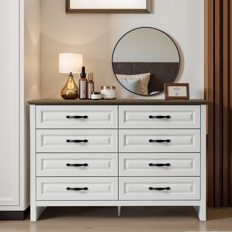 Modern 8-Drawer Dresser For Storage And Organization For Bedroom/Office/Living Room, Brown