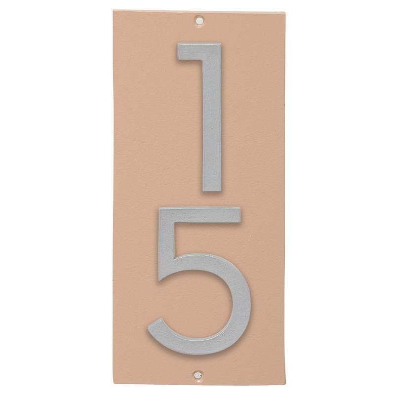 Floating 1-Line Wall Address Plaque, Taupe, Silver, Yes