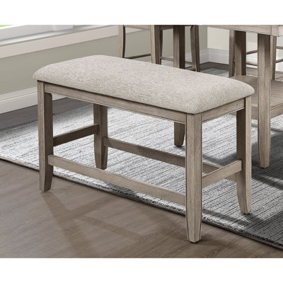 Banc contemporain rembourré brun clair / brun, avec repose-pieds et cadre en bois pour salle à manger, repose-pieds brun clair / brun, base
