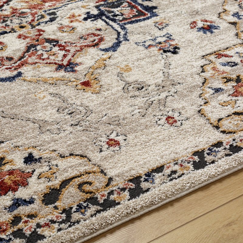 Rectangle Demiah Oriental Machine Woven Polyester/Polypropylene Area Rug in Rust, Rectangle 5'3" x 7'