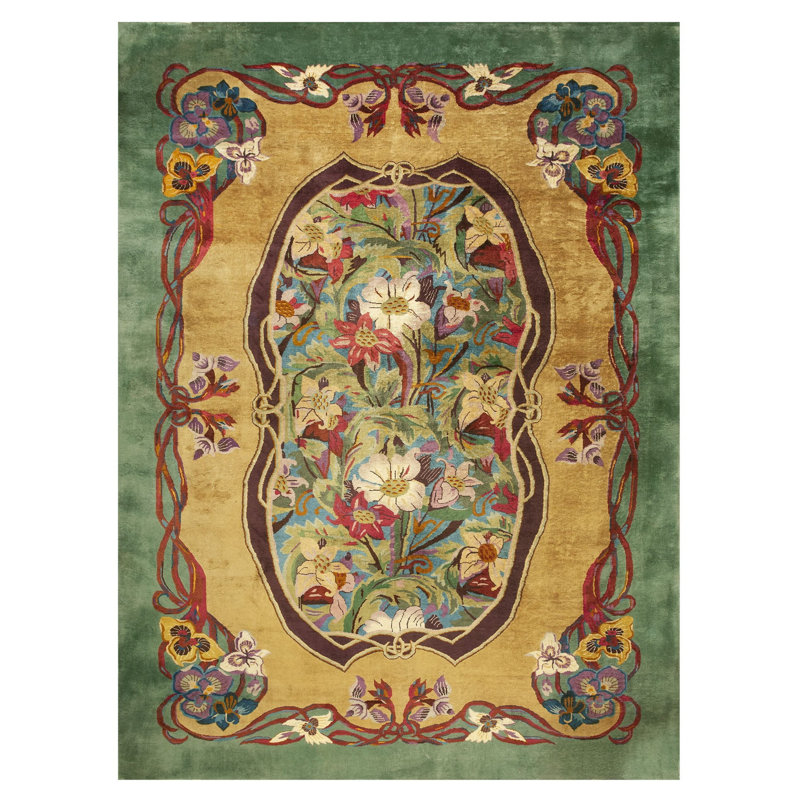 Antique Art Deco / Art Nouveau Room Size Wool Chinese Rug