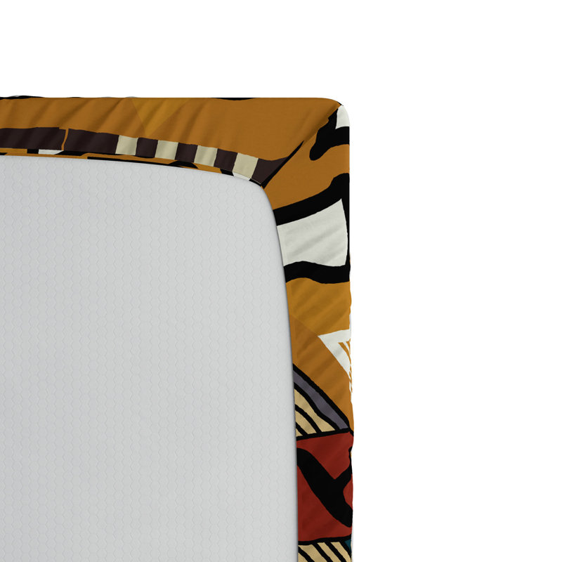Microfiber Geometric Fitted Sheet, Queen Fitted Sheet