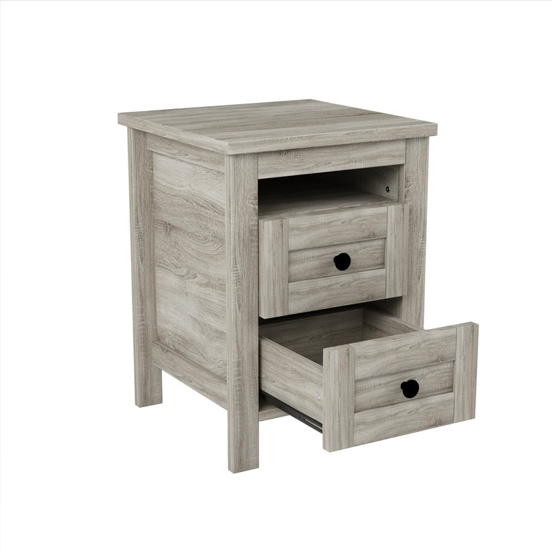 Ensemble de chambre à coucher 3 pièces avec lit plateforme double ferme avec tête de lit à double porte coulissante et station de charge