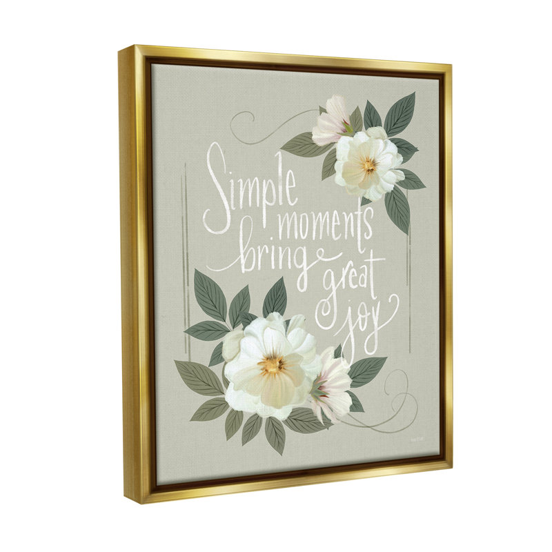 "Simple Moments And Blossoms" sur toile, Cadre flottant métallique doré, H 31 po x l 25 po