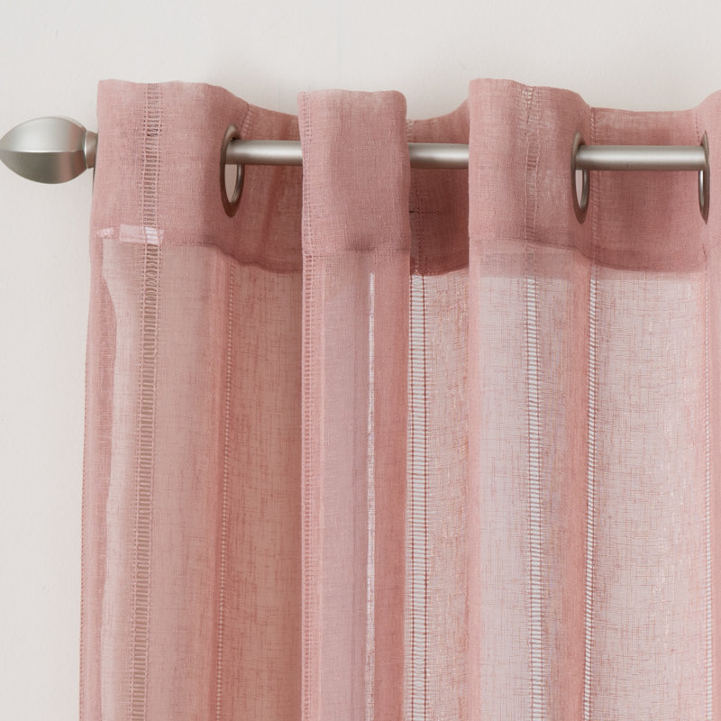 Creedmoor 100% Polyester Semi-Sheer Solid Color Curtain Panel with Grommet Top, 52" W x 84" L, Blush