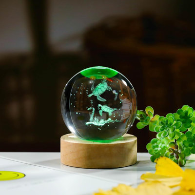 Tortue de mer 3D gravée au laser, boule de cristal, cadeau de décoration de bureau