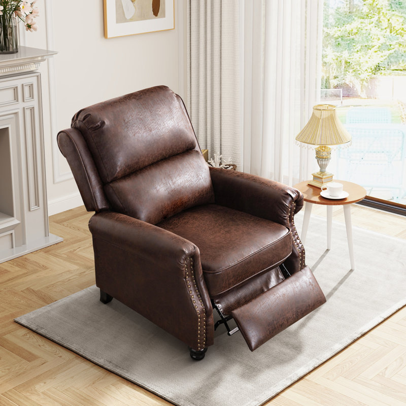 Fauteuil inclinable par pression 34,6 po, Similicuir performance brun rougeâtre