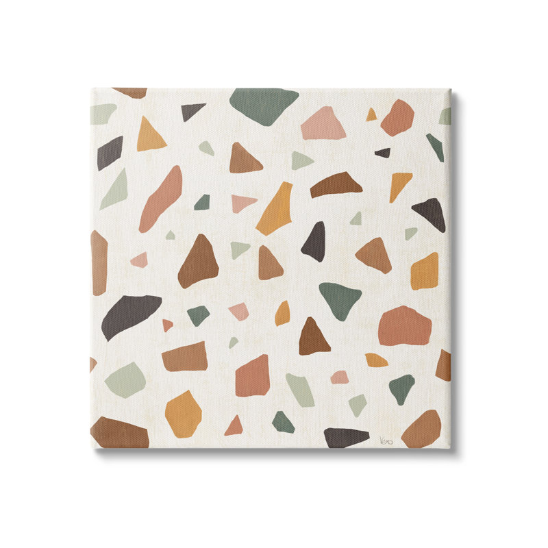 «Abstract Confetti Rock Shapes Neutral Brown Orange Grey» par Veronique Charron - impression, H 30 po x l 30 po, Toile tendue