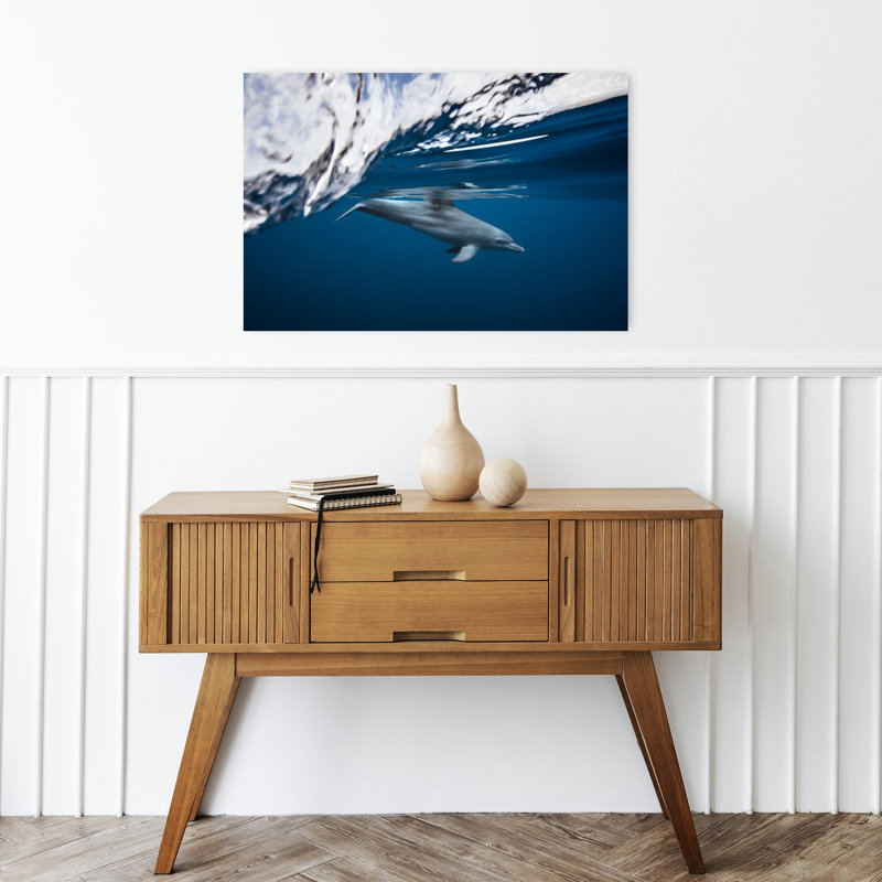 Underwater Dolphin Swim Peaceful Serene Tranquil Dolphin Nature Ocean Wall Art Print 1 Piece Wrapped Canvas Wall Art