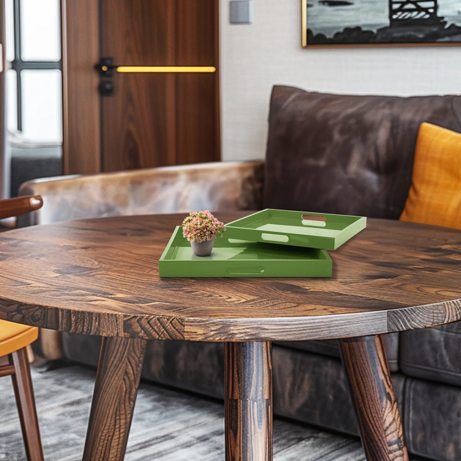 Lavande Decorative Tray, Dark Green