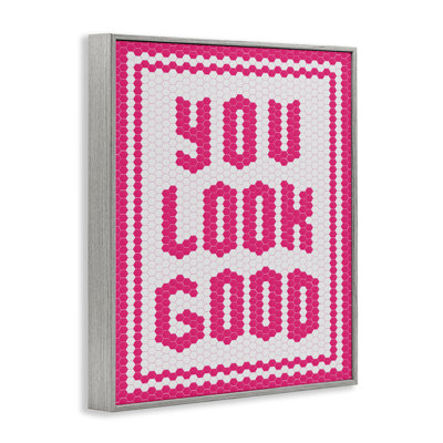 You Look Good Magenta Mosaic Framed Giclee, design by Lettered and Lined