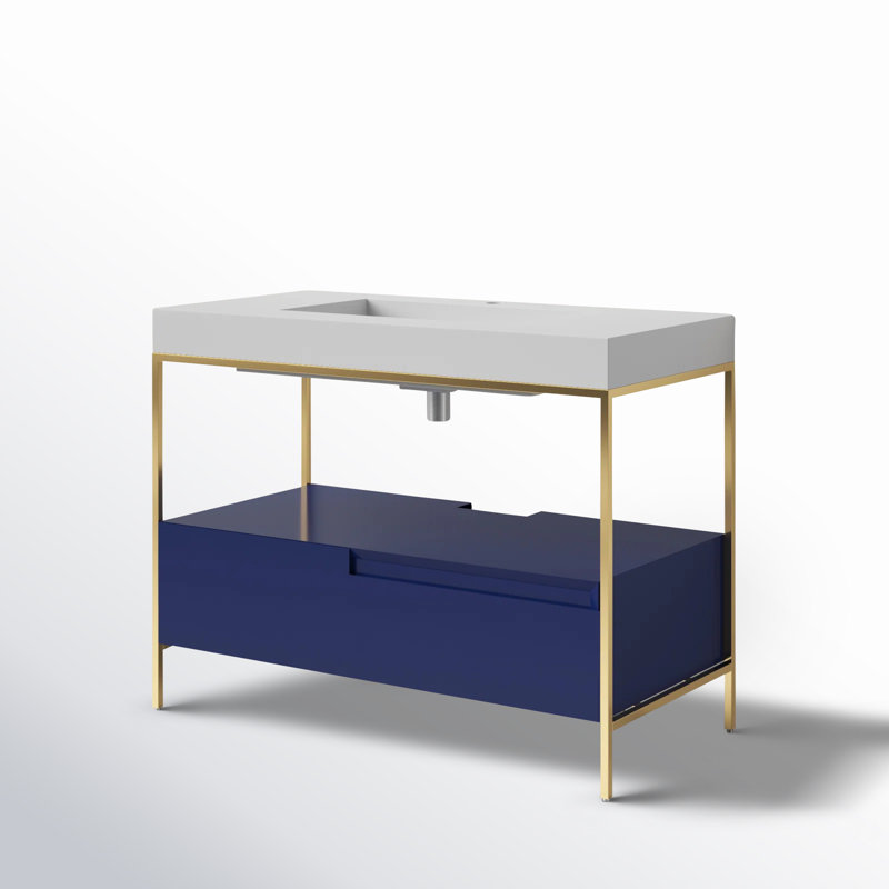 Texel 42" W Single  Vanity, Navy Blue, White, White