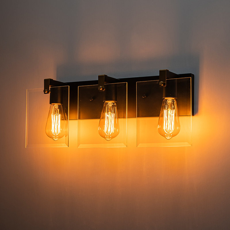 3-Light Clear Beveled Glass Vanity Light