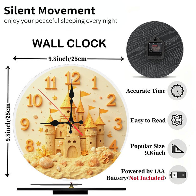 Horloge murale Sandcastle Beach