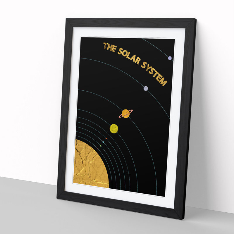 The Solar System - Picture Frame Graphic Art, 90cm H x 65cm W x 2cm D, Black Framed