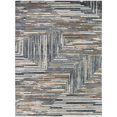 Lanteri Blue/Beige Abstract Stripe Area Rug