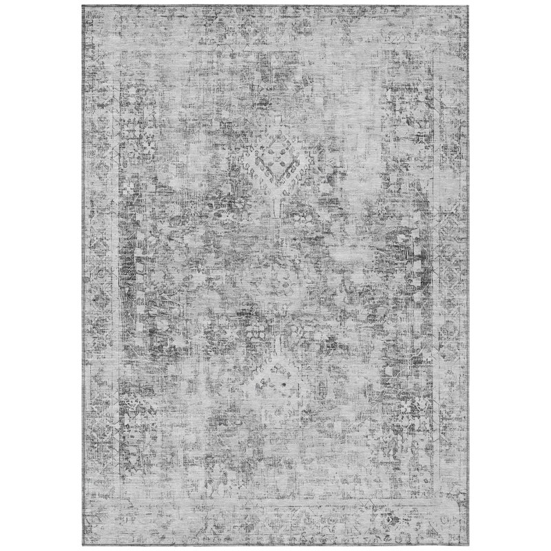 Tapis oriental lavable d'intérieur gris anthracite 3 pi x 5 pi