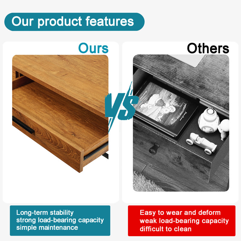 Harless Desk - 48" Modern Writing Desk with Storage Drawer, Oak Brown