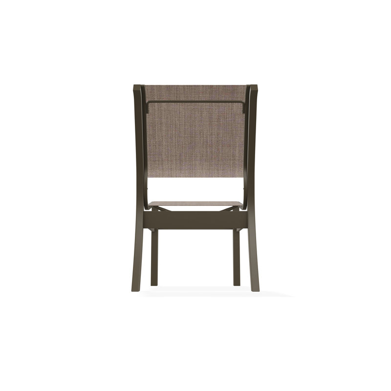 Chaise d'appoint empilable en polymère de qualité marine Leeward Sling, Fenouil Augustine Sunbrella®, Bois de plage