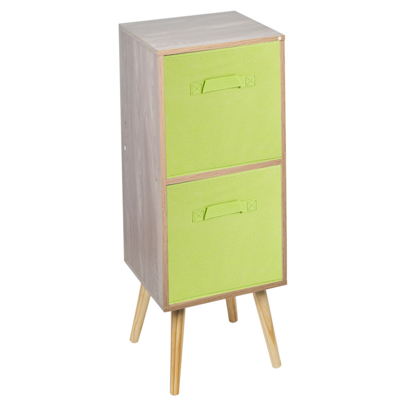 Melvyn 75cm H x 30cm W Wood Cube Bookcase, Oak/Green/Pine