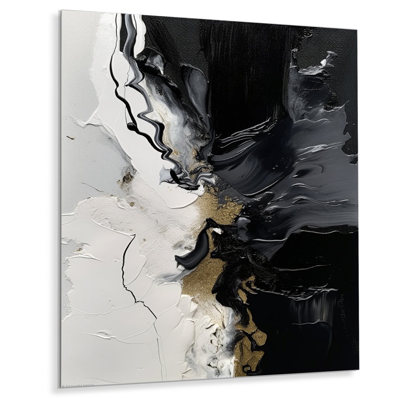 «Black Textured Splash Paint Art I», reproduction d'art sur toile, H 44 po x l 34 po, Métal métal