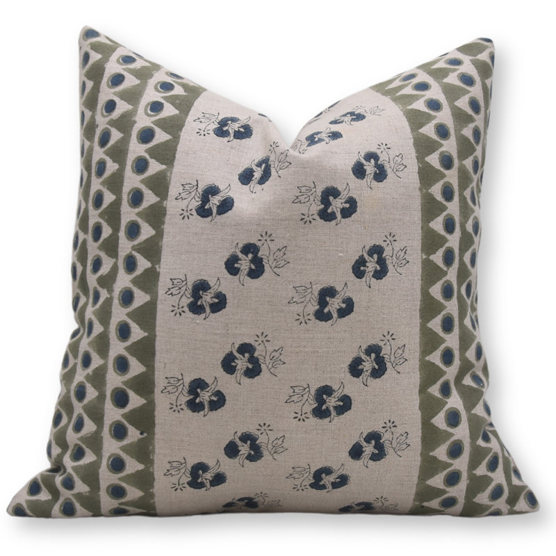 Housses de coussin en lin pur à motif de Fab Fabine (lune de montagne, bleu), H 20 po x l 20 po