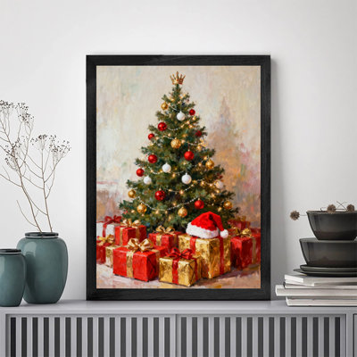 Encadré noir rétro, scène réconfortante de famille, veille de Noël, impression sur toile de style rétro