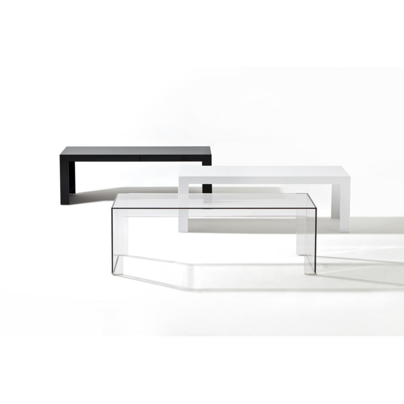 Invisible Coffee Table, 12.4" H x 47.24" L x 15.75" W, Transparent Crystal