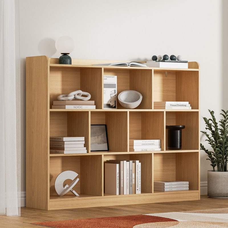 Ebern Designs White Cube Bookshelf, Wood Bookcase With 3 Tier Open Shelves, 10-cube Minimalist Storage Shelf For Living Room, 43.3" W X 35.4" H