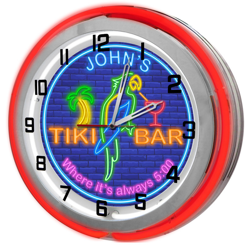 Horloge murale Tiki Bar, Rouge