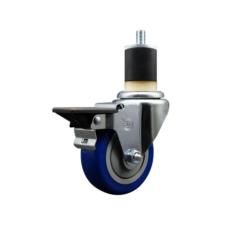 Roulettes extensibles en poly avec pivot SCC PLB 3,5 po x 1-7 / 8 po, Bleu