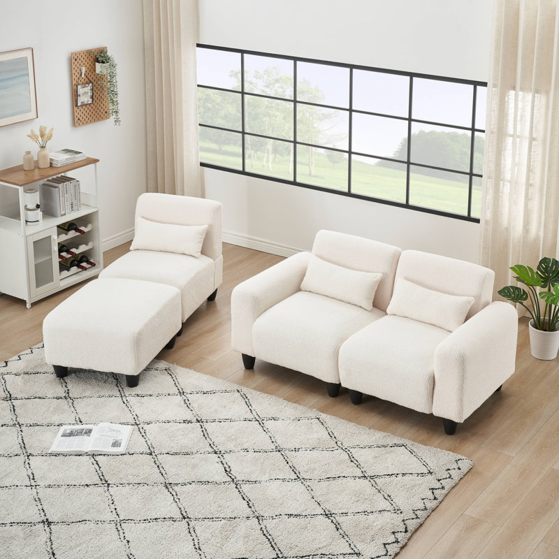 Eibe Upholstered 84.6'' Sofa, Beige Corduroy