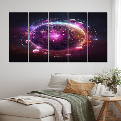 Third Eye Chakra Mystical Circle V - Christianism Wall Art Living Room - 5 Equal Panels