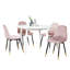 Ensemble de salle à manger 5 pièces, table de salle à manger ronde blanche avec 4 chaises-1444221784