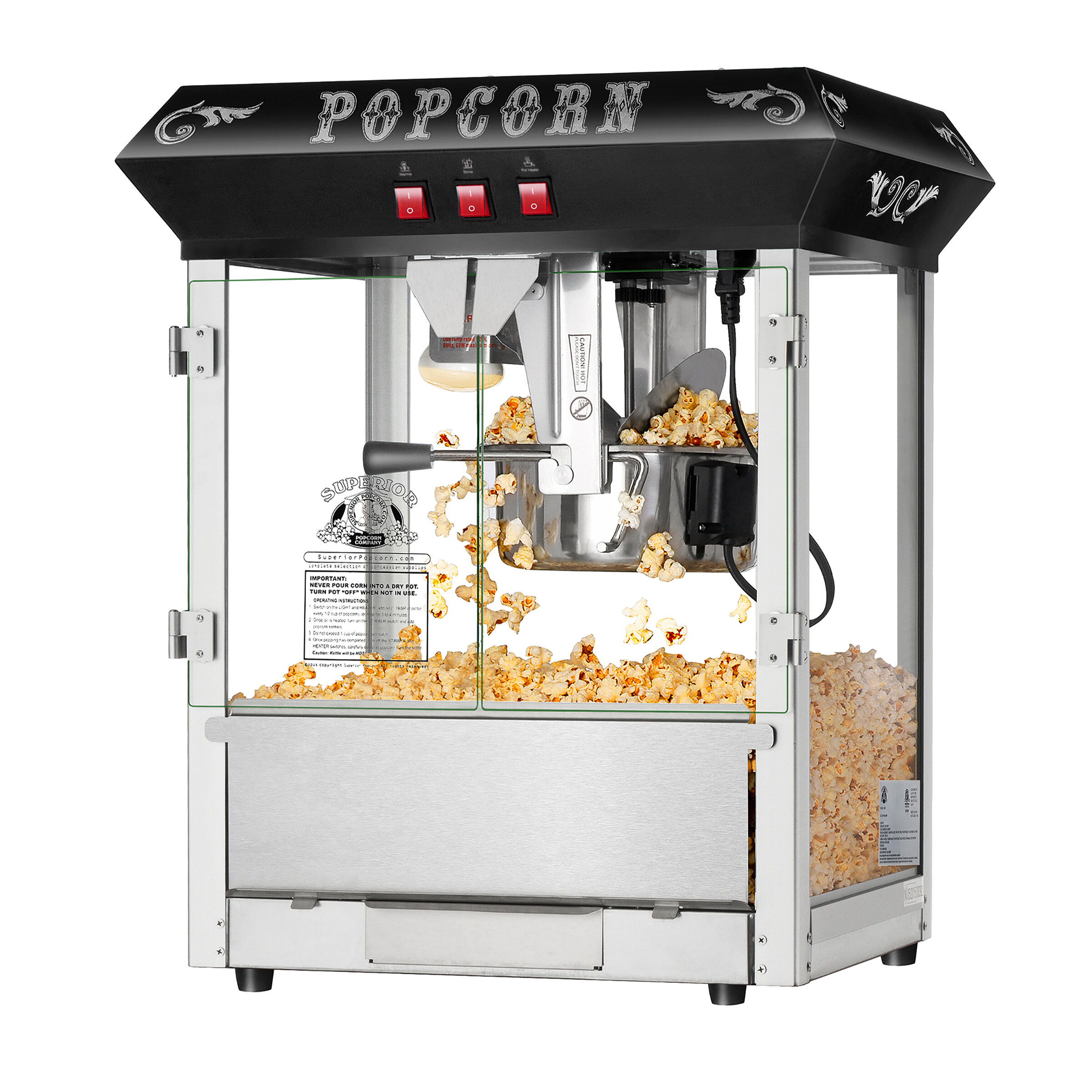 Great Northern Popcorn Foundation Popcorn Machine With Cart - 8 oz. Kettle,  Red