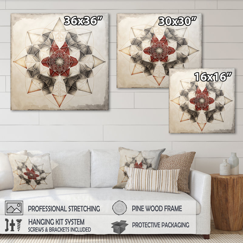 Toile, art mural abstrait, motif géométrique sacré, H 30 po x l 30 po x P 1 po