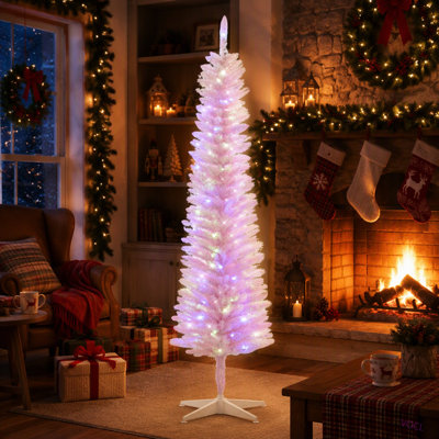 Arbre de Noël artificiel 5 pi avec 5 branches colorées et 150 lumières DEL colorées