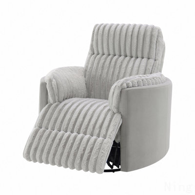 Gray Corduroy Swivel Glider Recliner Chair