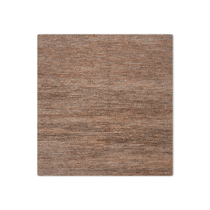 Tapis Heller noué à la main en jute Sumak écologique - 183 x 183 cm, carré, brun clair, motif uni, poils longs, fibre naturelle, intérieur/extérieur